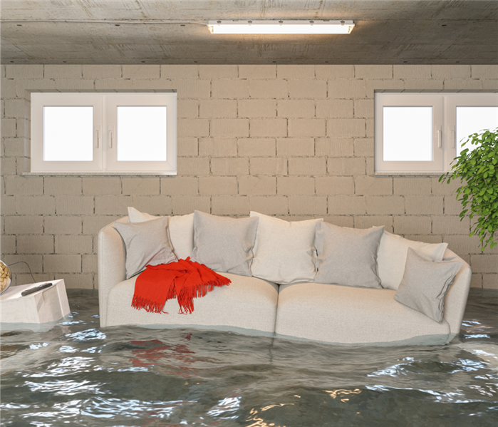 couch floating in water